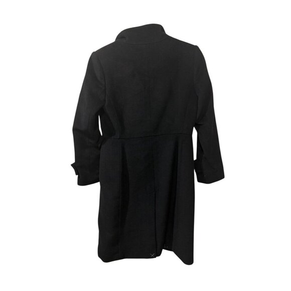 Talbots Womens Black Wool Blend Long Coat Size 6P With Button Front & Folded Cuf - Picture 5 of 8